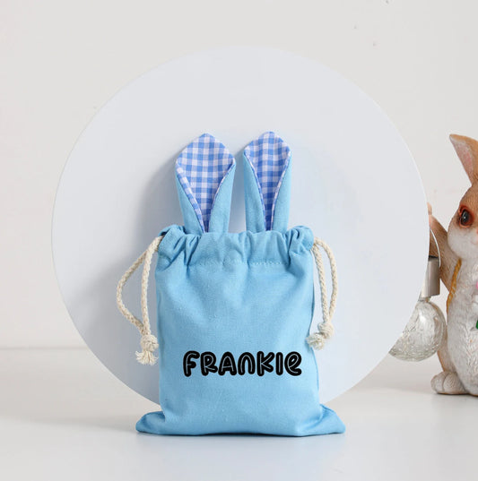 GINGHAM BUNNY BAG -BLUE
