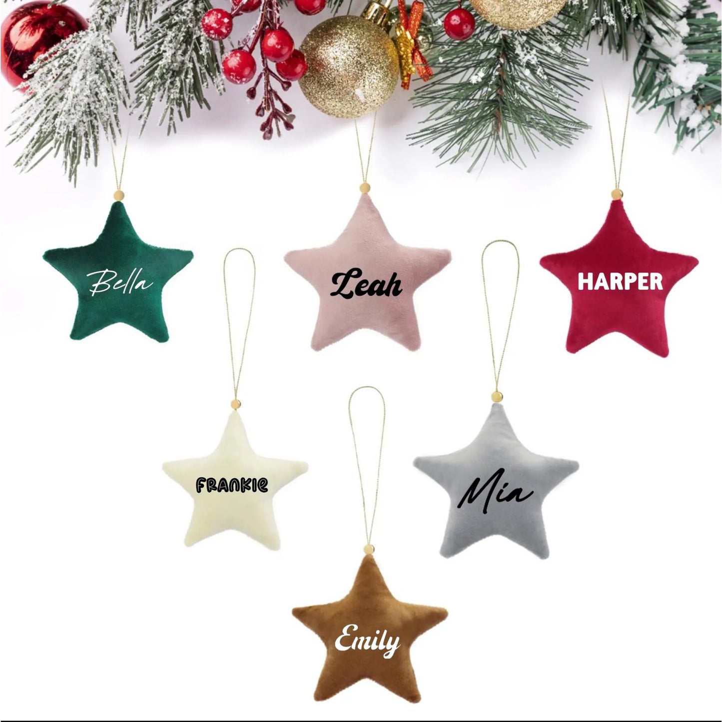 VELVET STAR CHRISTMAS DECORATION - NAME