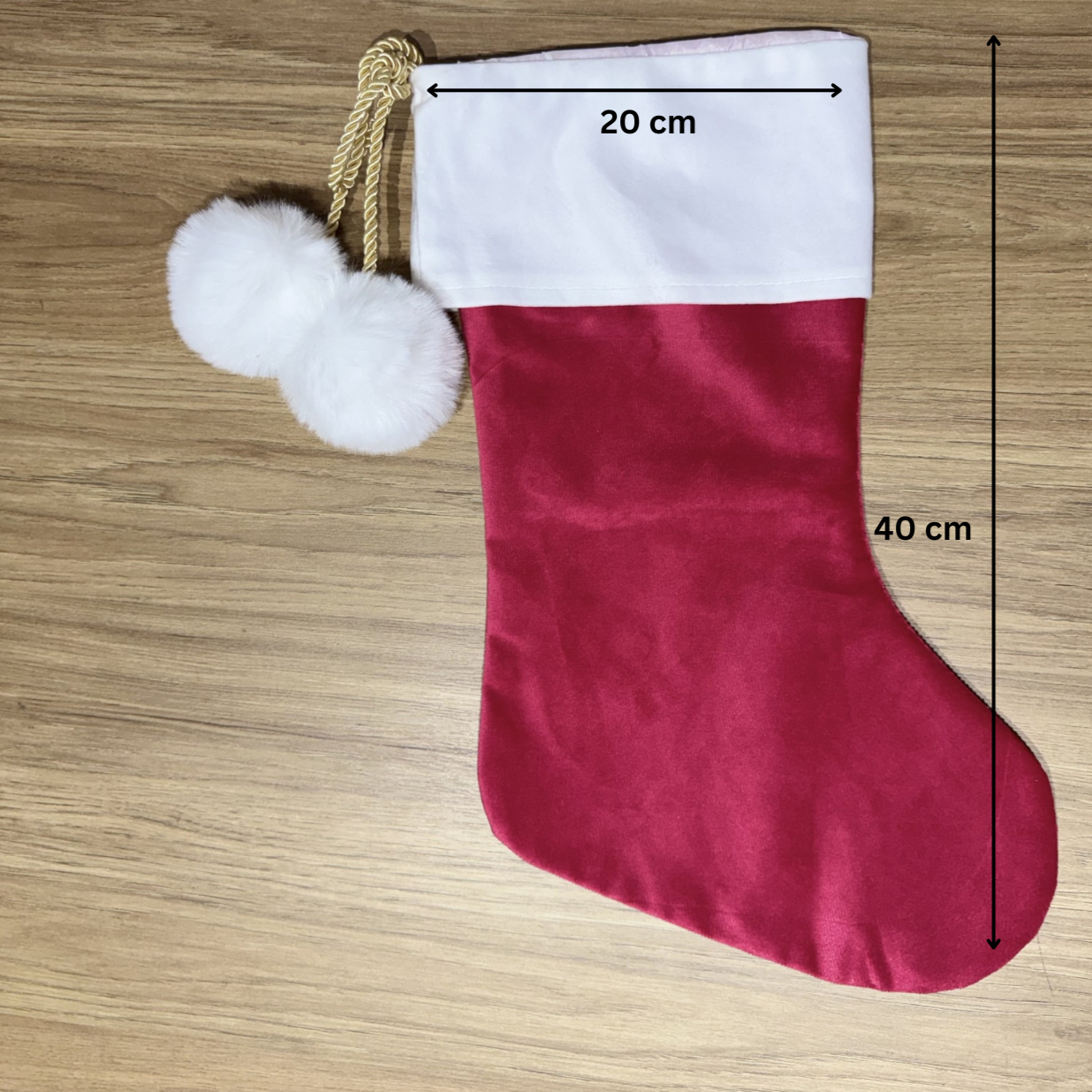 RED POM POM STOCKING  - LARGE NAME