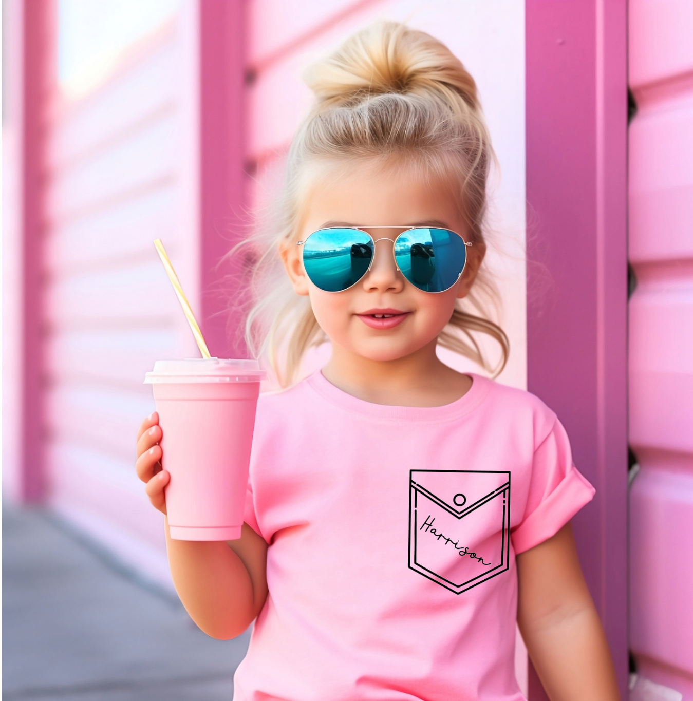 FAUX POCKET NAME TEE