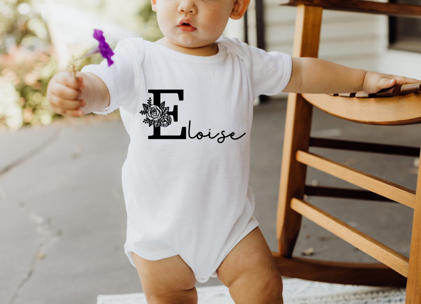 FLORAL INITIAL BODYSUIT