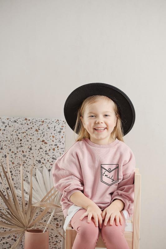 FAUX POCKET NAME SWEATSHIRT