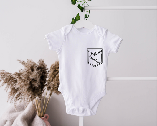 FAUX POCKET NAME BODYSUIT